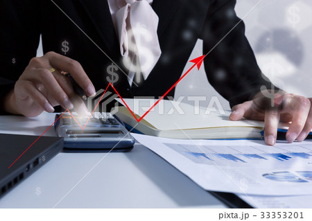 Double exposure business people working  33353201