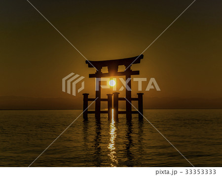 白鬚神社の湖中鳥居と御来光 33353333