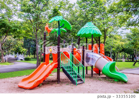Colorful playground equipment. Colorful playground equipment. 33355100