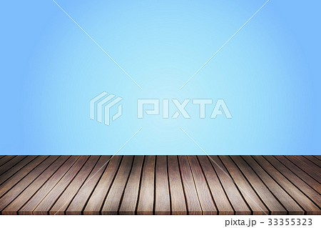 Wood table top on light blue gradient 33355323