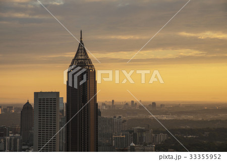 USA, Georgia, Atlanta, Cityscape with skyscrapers at sunrise 33355952