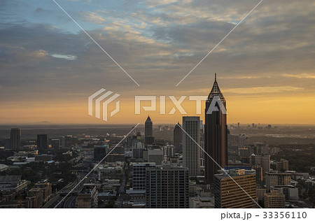 USA, Georgia, Atlanta, Cityscape with skyscrapers at sunrise 33356110