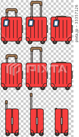 赤いキャリーケース 旅行バック ビジネスバッグ 9カットのイラスト素材