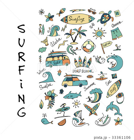 Surfing icons collection for your design 33361106