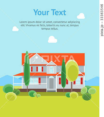 Cartoon House Building Day Time Banner Card Cartoon House Building Day Time Banner Card 33363546