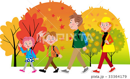 ハイキング　紅葉　家族 33364179