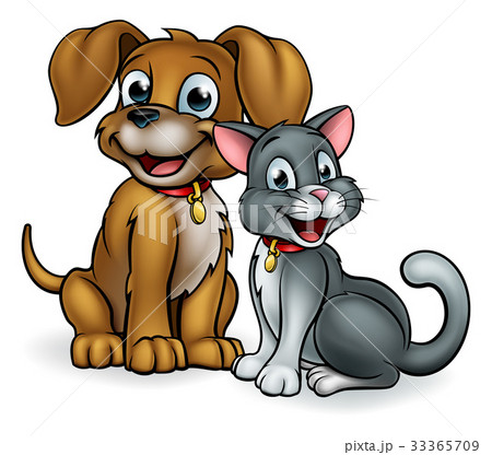 Cartoon Cat And Dog Petsのイラスト素材