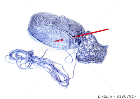 Light blue skein of acrylic thread isolated 33367917