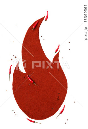 Variety of Spices shaped as flames of fire. Red 33369565