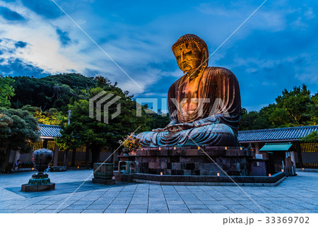 かまくら長谷の灯り 鎌倉大仏殿高徳院 の写真素材