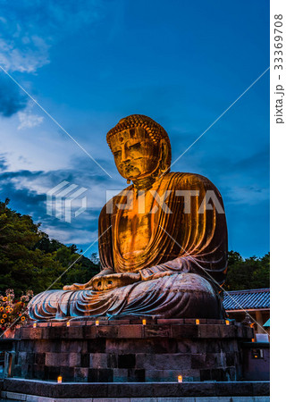 かまくら長谷の灯り 鎌倉大仏殿高徳院 の写真素材