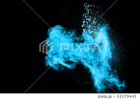 Abstract blue powder splatted on white background 33370443