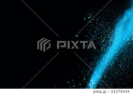 Abstract blue powder splatted on white background 33370444