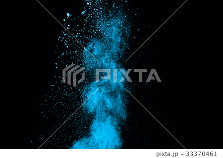 Abstract blue powder splatted on white background. 33370461