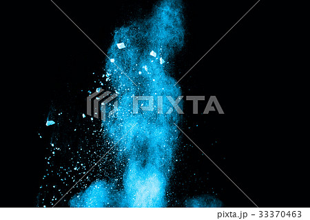 Abstract blue powder splatted on white background. 33370463