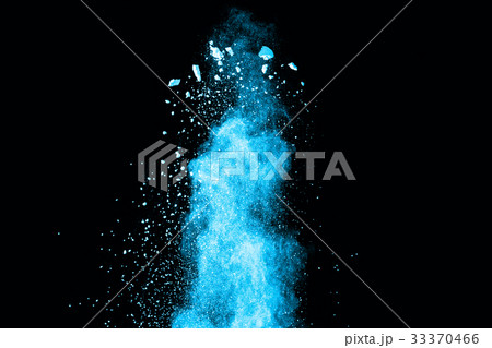 Abstract blue powder splatted on white background. 33370466