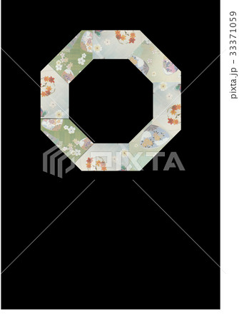 折り紙 八角形 枠 年賀状用 和風のイラスト素材