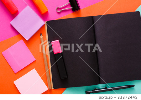 Modern creative work space with stylish black Modern creative work space with stylish black 33372445