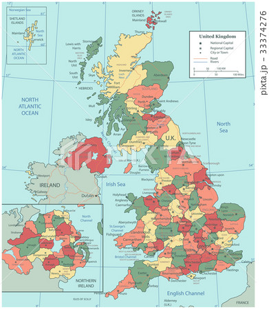 United Kingdom map with selectable territories 33374276