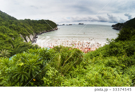 overcrowded beach in Cat BaIsland overcrowded beach in Cat BaIsland 33374545