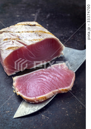 Tuna Tataki Steak on old Sheet 33374700