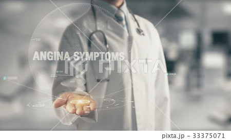 Doctor holding in hand Angina Symptoms 33375071