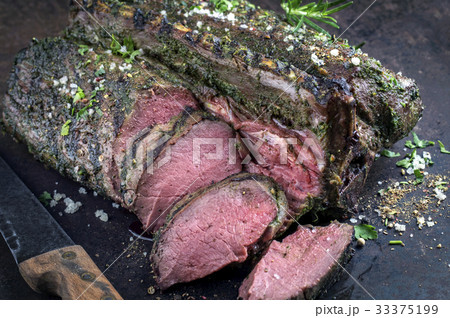 Saddle of Venison on old Metal Sheet 33375199