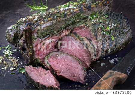 Saddle of Venison on old Metal Sheet 33375200