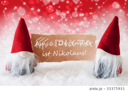 Red Christmassy Gnomes, Nikolaus Mean Nicholas Day 33375931
