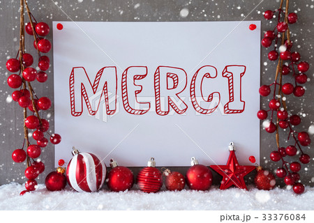 Label, Christmas Balls, Merci Means Thank You 33376084