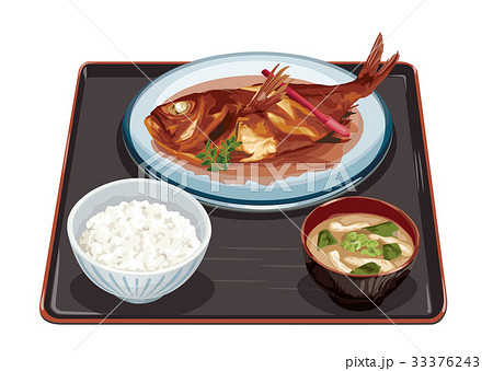 煮魚定食のイラスト素材