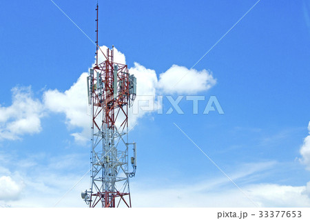 Signal towers in the blue sky. Signal towers in the blue sky. 33377653