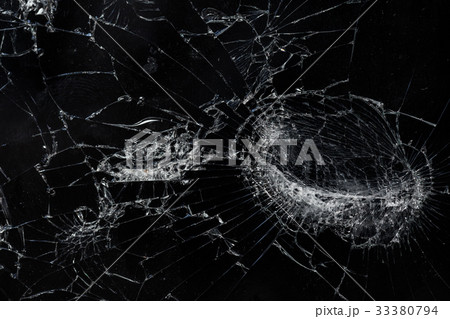 Top view cracked broken mobile screen glass 33380794