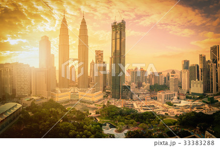 Cityscape of Kuala Lumpur city skyline at sunset 33383288