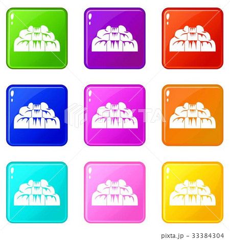 Waterfall icons 9 set 33384304
