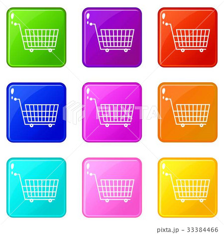 Large empty supermarket cart icons 9 set 33384466