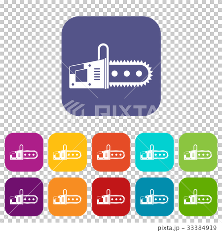 Chainsaw icons set flat 33384919