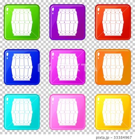 Wooden barrel icons 9 set Wooden barrel icons 9 set 33384967