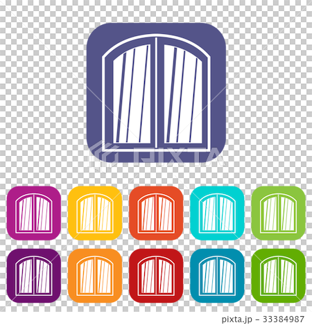 White window arched frame icons set flat - Stock Illustration [33384987 ...