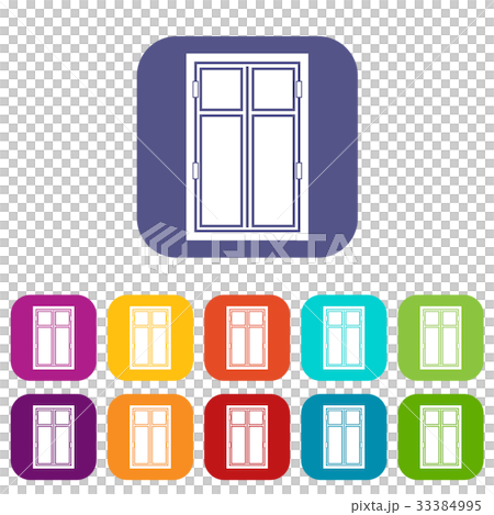 Wooden window icons set flat - Stock Illustration [33384995] - PIXTA