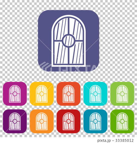 Arched window icons set flat 33385012