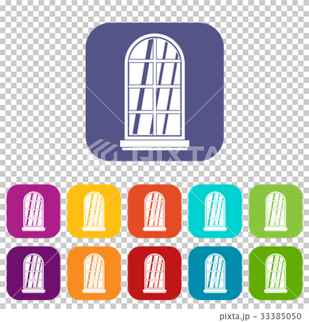 White window frame icons set flat - Stock Illustration [33385050] - PIXTA
