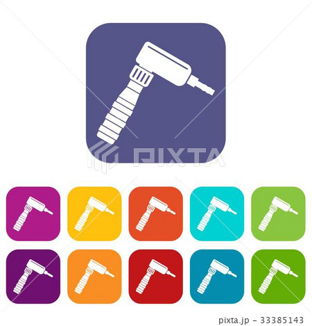 Hand draw rotary tattoo machine icons set flat Hand draw rotary tattoo machine icons set flat 33385143