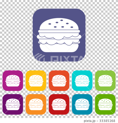 Burger icons set flat 33385168