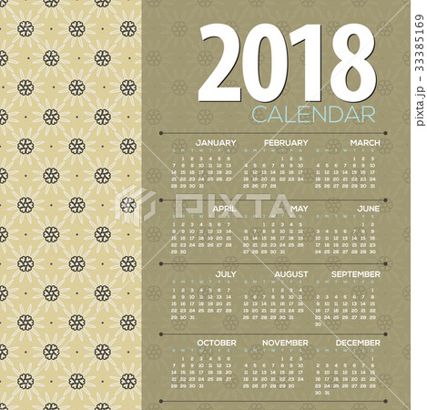 2018 Vintage Flowers Pattern Printable Calendar  33385169