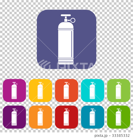 Compressed gas container icons set flat 33385332