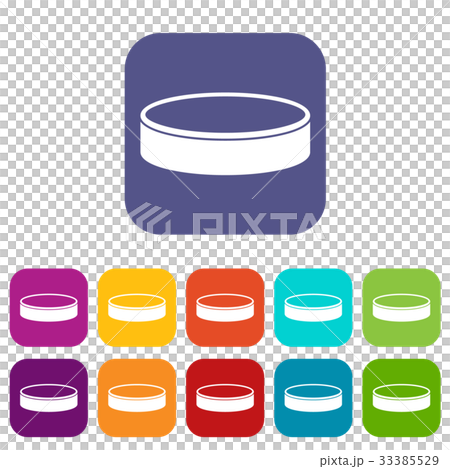 Puck icons set flat Puck icons set flat 33385529