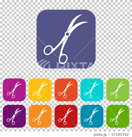 Surgical scissors icons set flat 33385592
