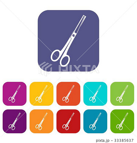 Steel scissors icons set flat Steel scissors icons set flat 33385637