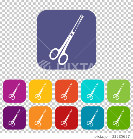 Steel scissors icons set flat Steel scissors icons set flat 33385637